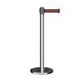 Montour Line Retractable Belt Rolling Stanchion, 2.5ft Pol.Steel Post  11ft. Bk/R H ME630-PS-BRH-110